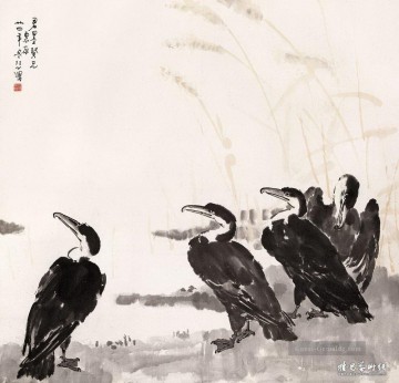 徐悲鸿 Xu Beihong Ju Peon Werke - Xu Beihong Vögel alte China Tinte